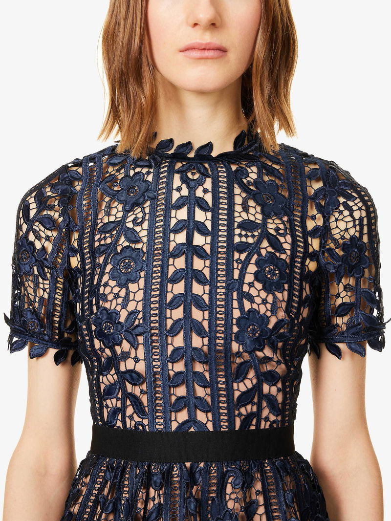 self portrait crew neck floral embellished midi dress self-portrait - SS19's CREW NECK FLORAL EMBELLISHED MIDI DRESS now on our website / Shop https://tinyurl.com/yapmheer