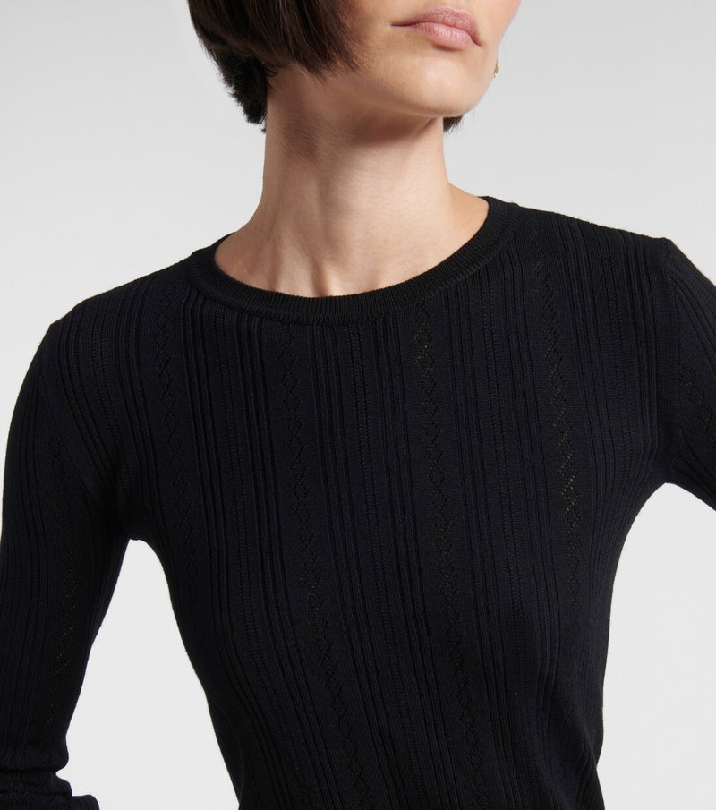 Valentino black ribbed knit sweater, close-up shot