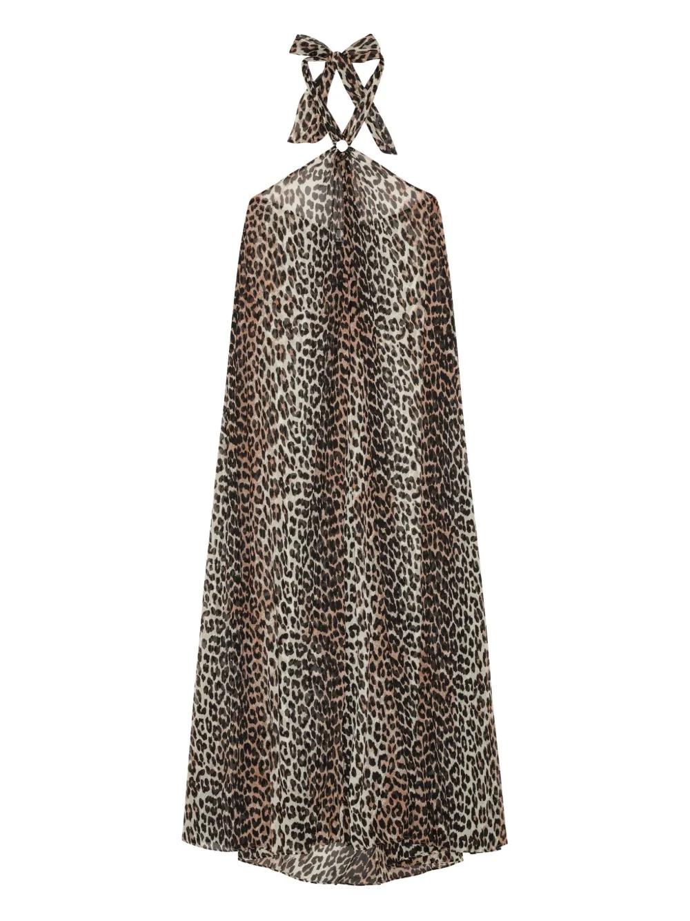 GANNI Leopard-print Halter Dress - Neutrals | endource GANNI Leopard-print Halter Dress - Neutrals | endource