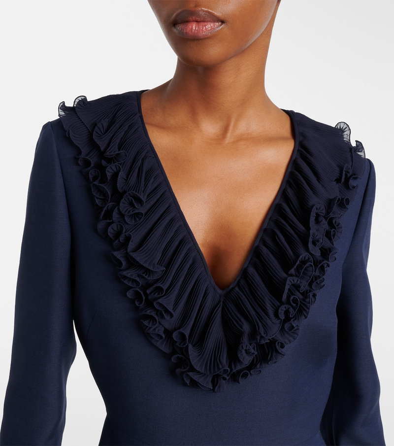 Dark blue Valentino dress with a ruffled neckline