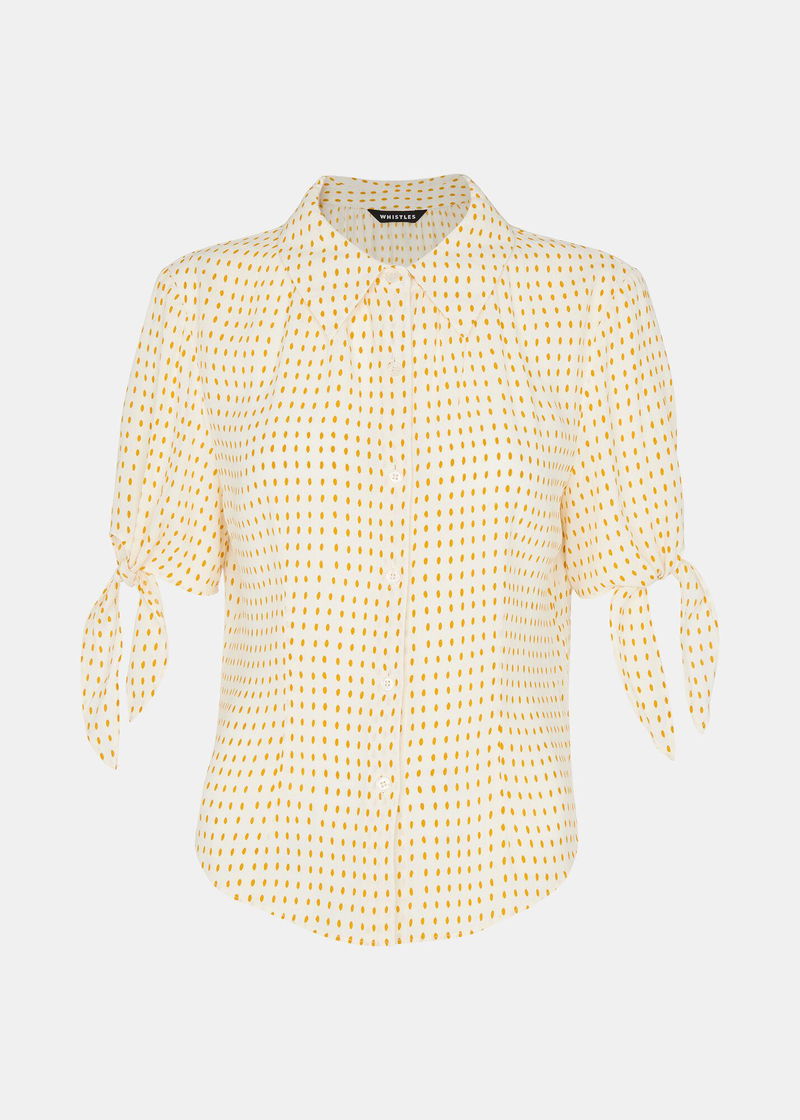 Whistles Oval Spot Tie Sleeve Shirt Whistles Oval Spot Tie Sleeve Shirt