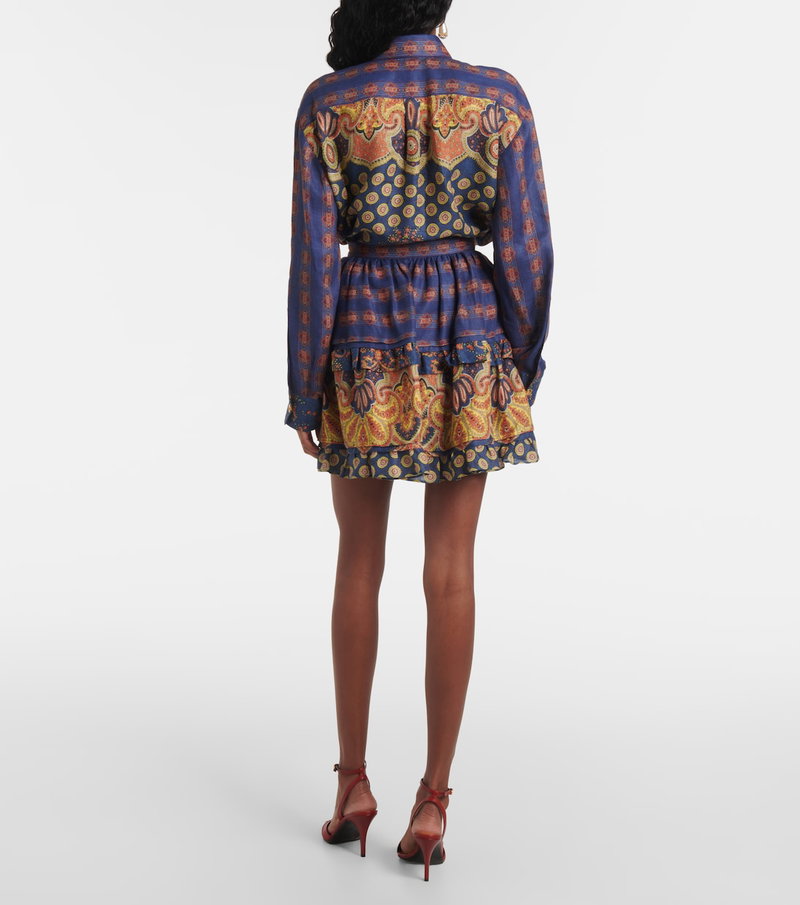 Valentino blue and gold paisley print dress