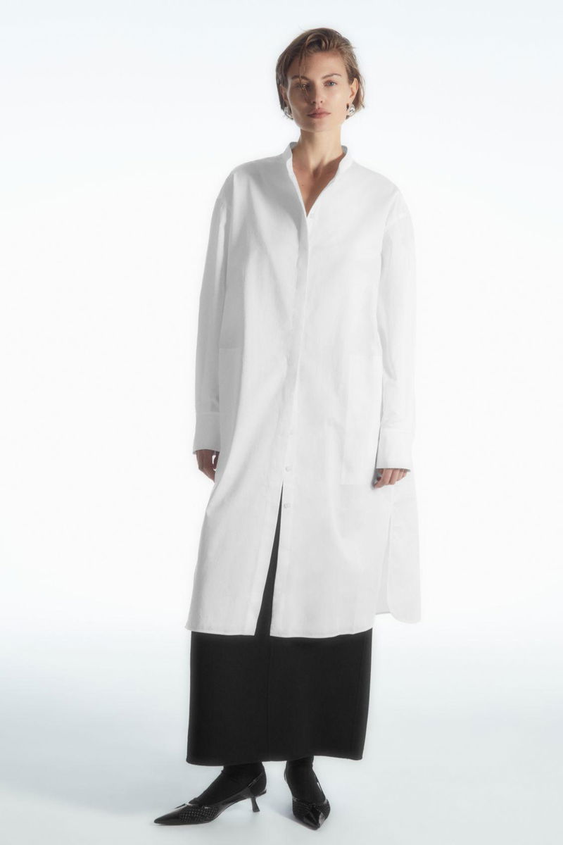 COS OVERSIZED GRANDAD-COLLAR SHIRT DRESS