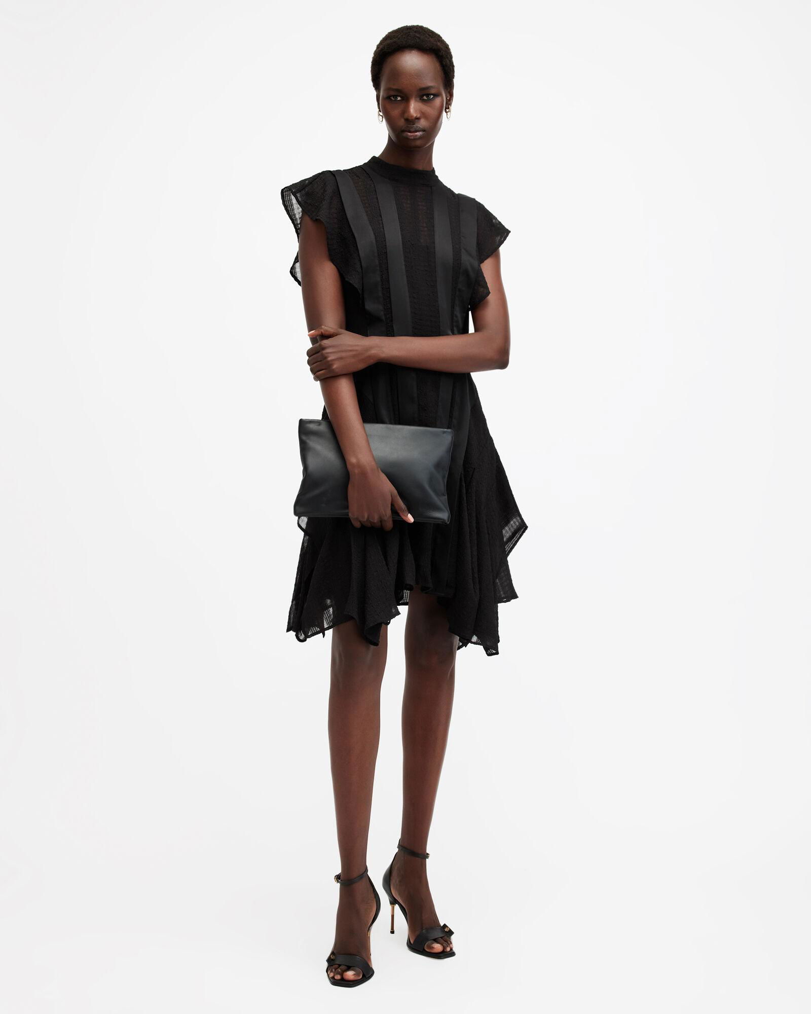 fleur textured asymmetric hem dress AllSaints Fleur Textured Asymmetric Hem Dress in Natural