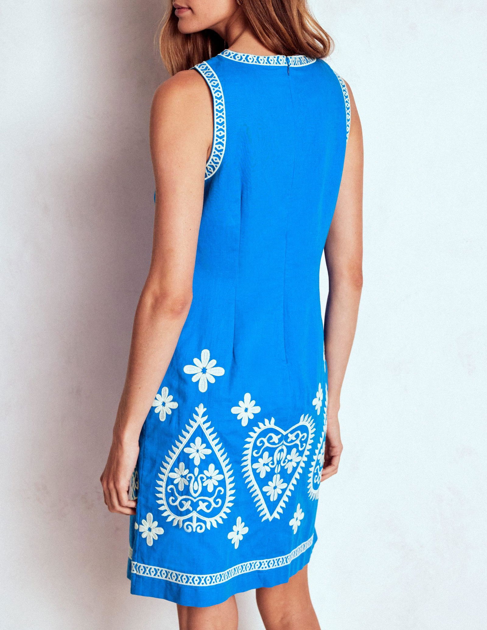 BODEN Embroidered Linen Shift Dress | endource