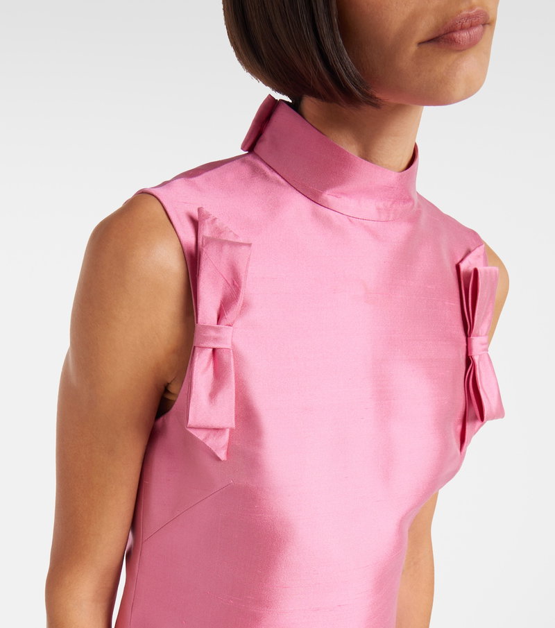 Pink silk top with bow sleeves