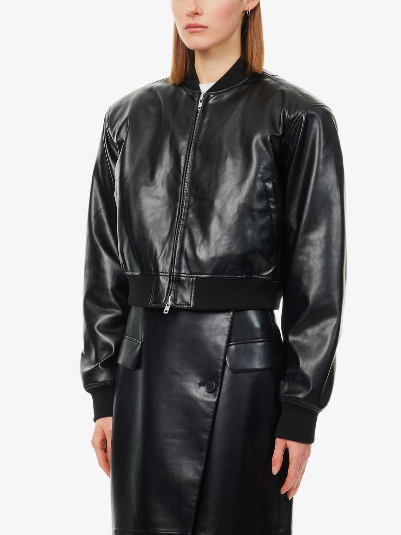 THE FRANKIE SHOP Micky Padded-Shoulder Cropped Bomber Jacket
