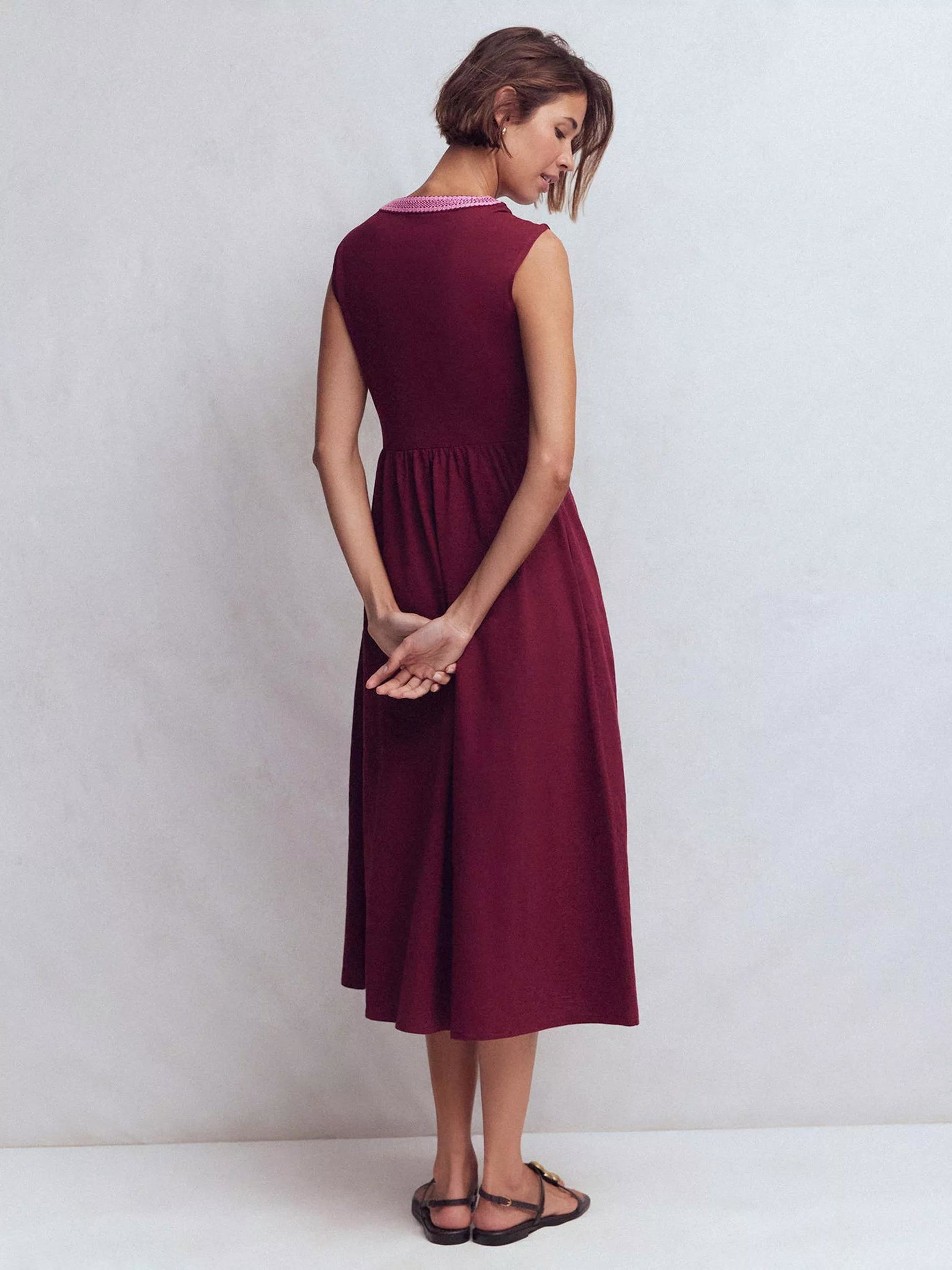 knee length dresses for ladies Embroidered Jersey Short Dress-Bright Blue main image 0