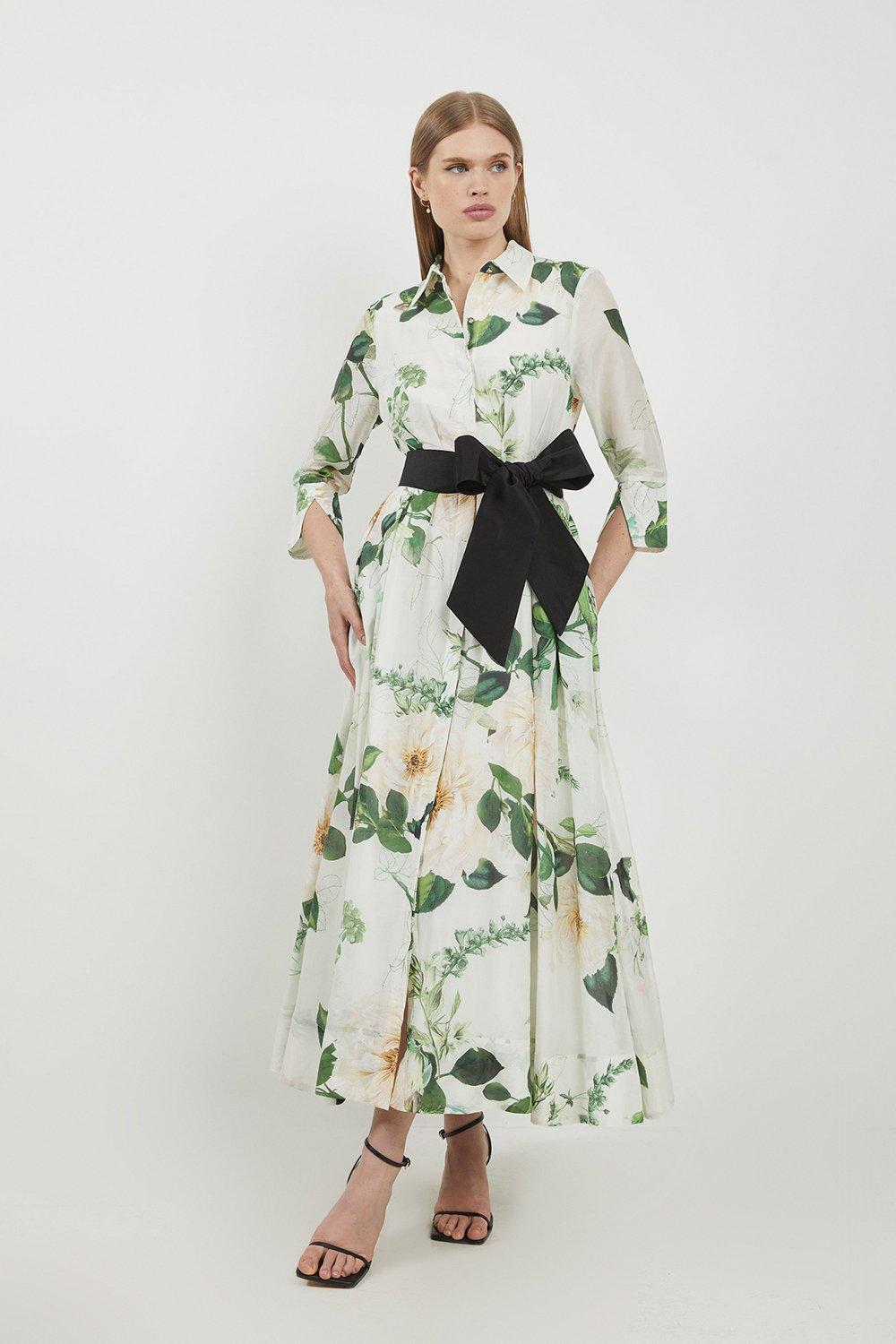 lydia millen spring floral silk cotton woven strappy dress KarenMillen Lydia Millen Spring Floral Silk Cotton Woven Strappy Dress