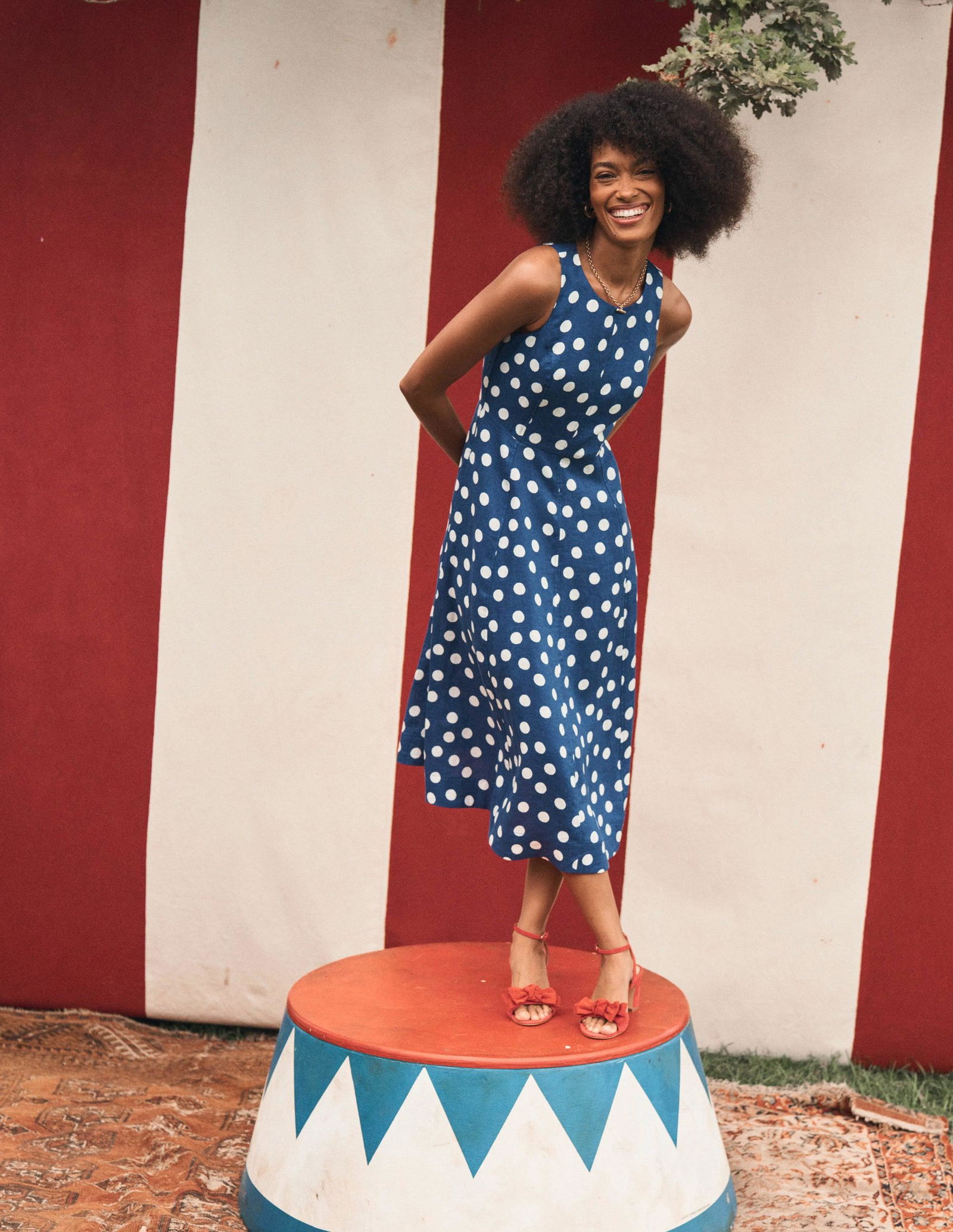 boden carla linen midi dress Boden Carla Linen Midi Dress - Green Tambourine, Geo