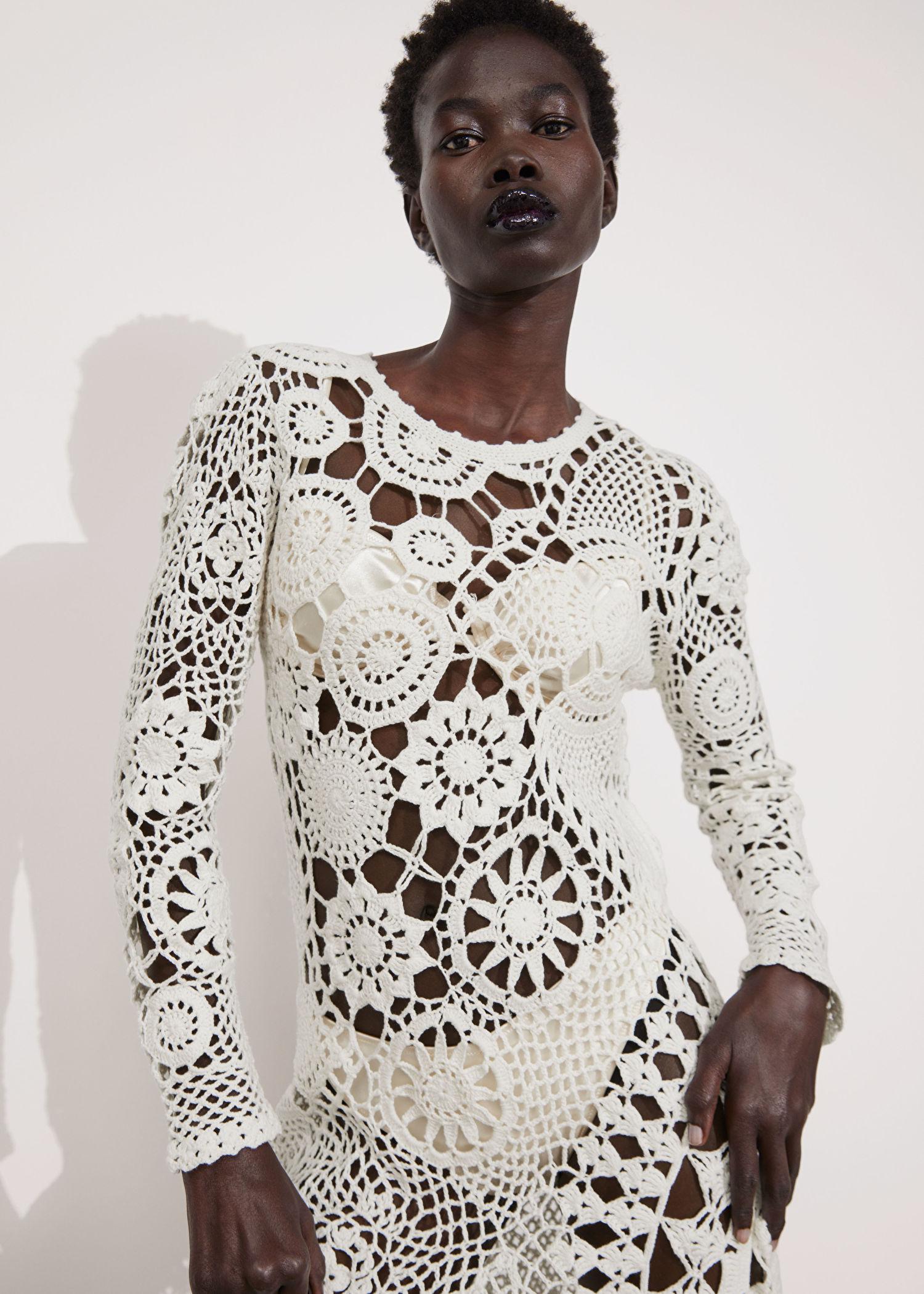 & OTHER STORIES Crocheted Asymmetric Midi Dress | endource