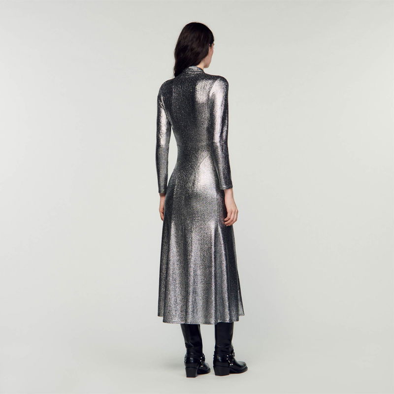 slim fit dress slacks Sandro Grey Mini Shirt Dress Fr34 UK 6