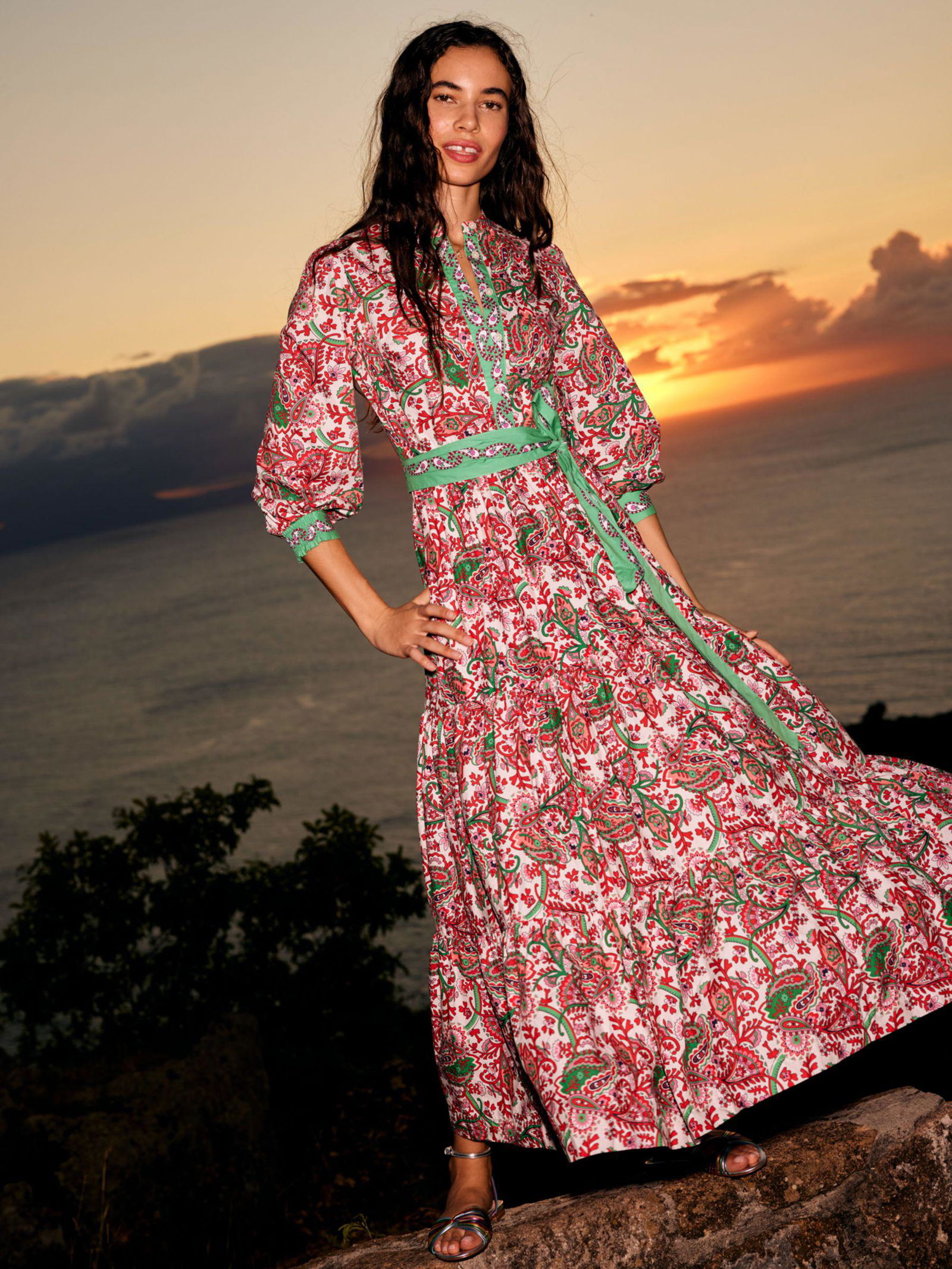chinese dress ladies Alba Viscose Maxi Dress-Mazarine Blue, Opulent Paisley