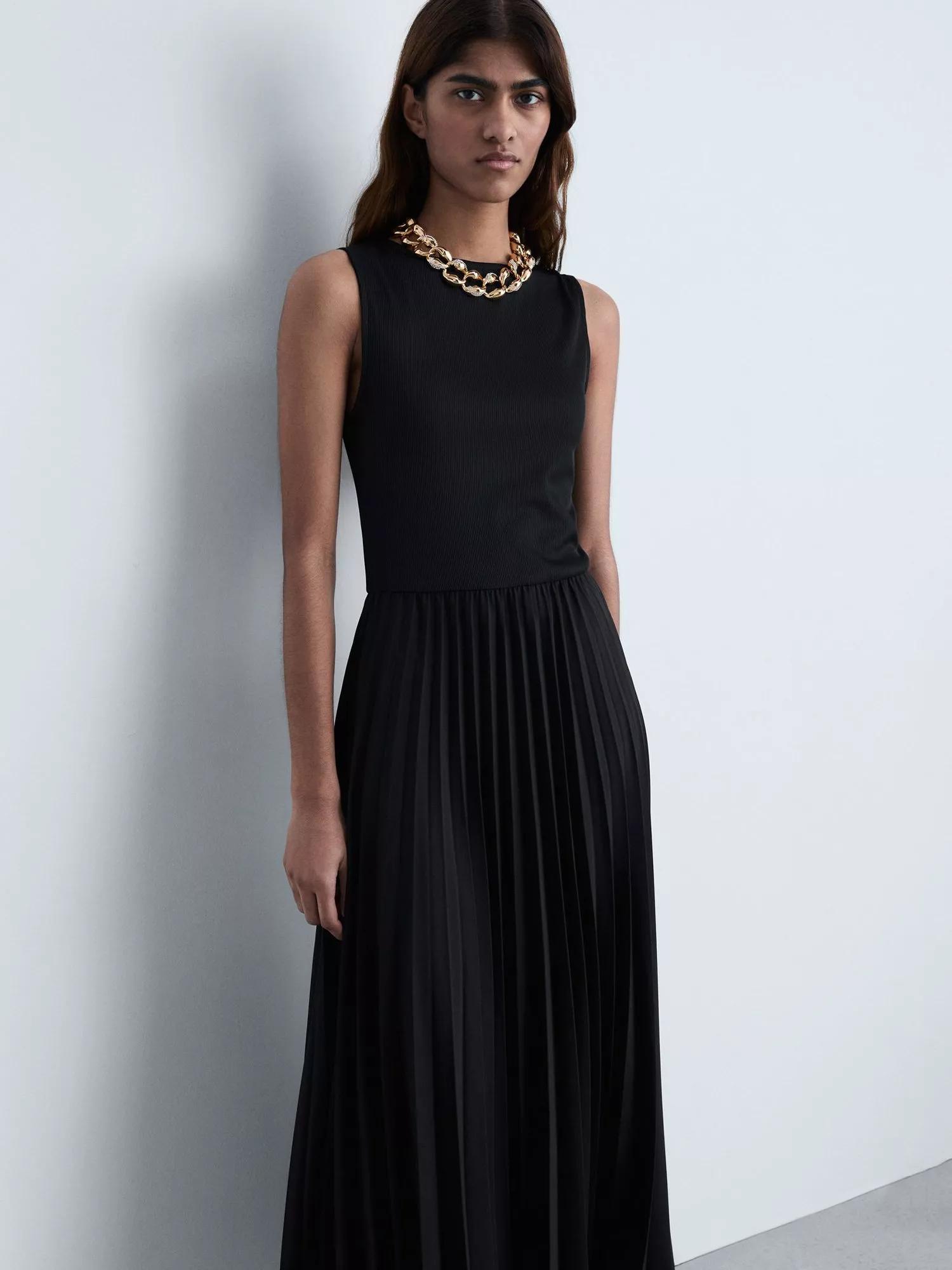 mango cotton pleated midi dress Mango Women's Cotton Pleated Midi Dress