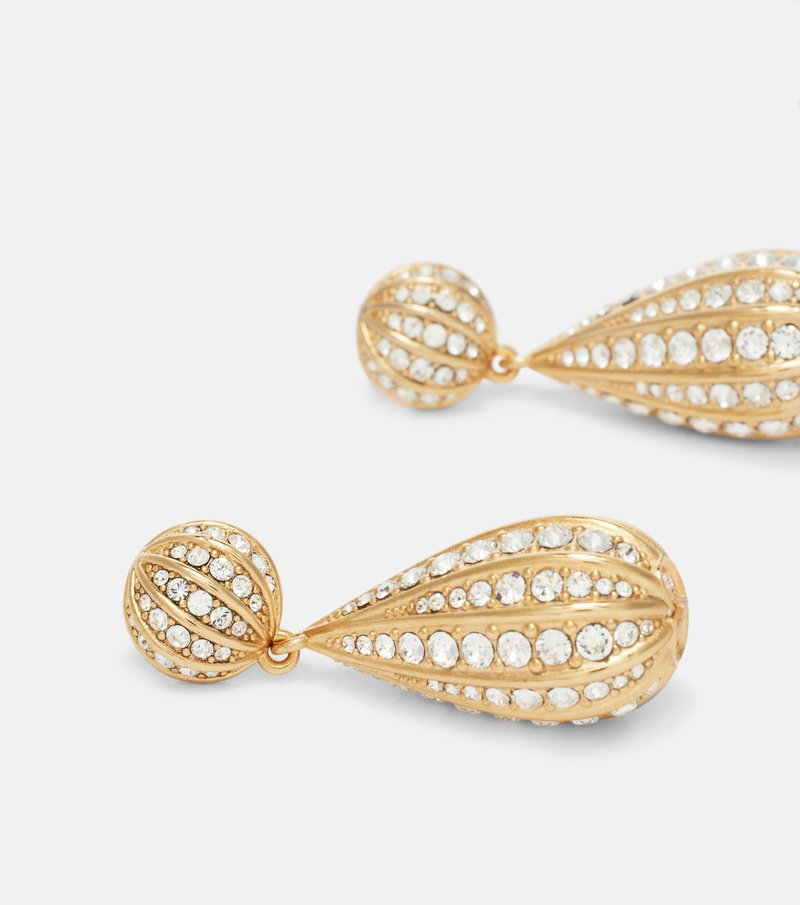 Gold-tone drop earrings with rhinestones