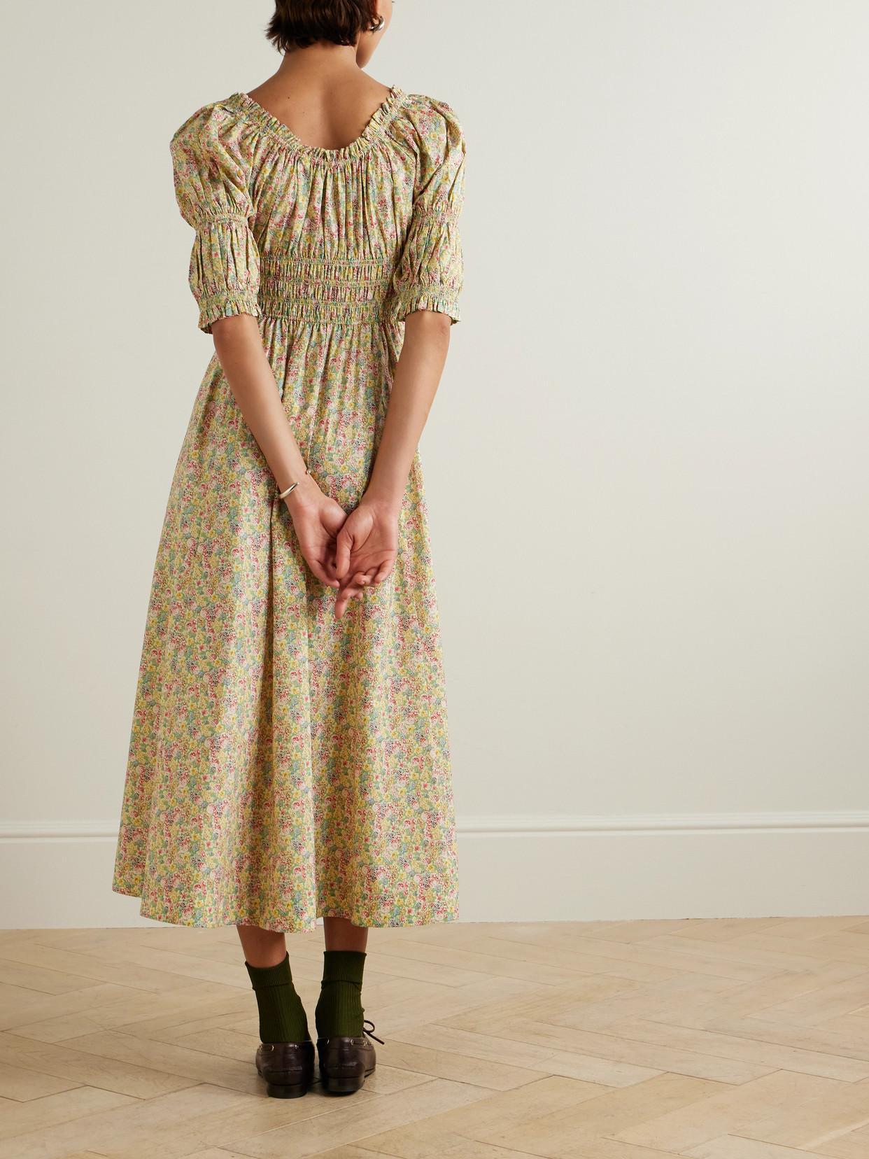 den ischia shirred cotton-blend voile midi dress DEN Ischia Shirred Organic Cotton-Blend Voile Midi Dress