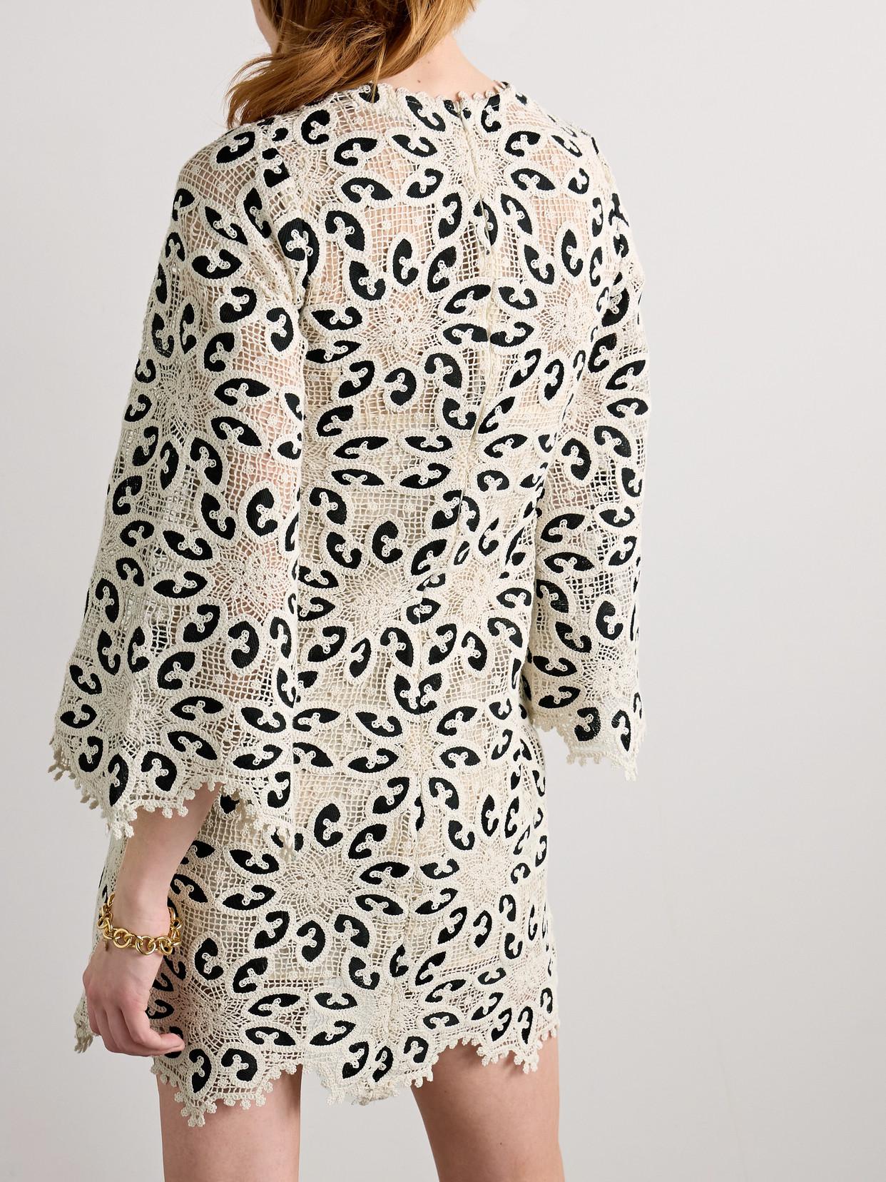 ottie lace mini dress Zimmermann Ottie Lace Mini Dress, Cream/Black, Size 0P