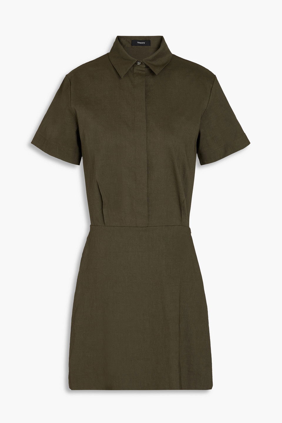 theory linen mini shirt dress Linen-blend mini shirt dress - charcoal