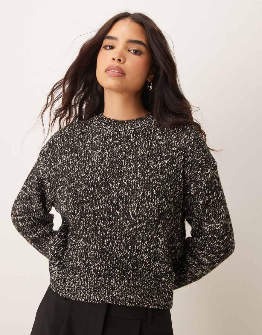 MANGO Oversized Salt And Pepper Jumper | endource