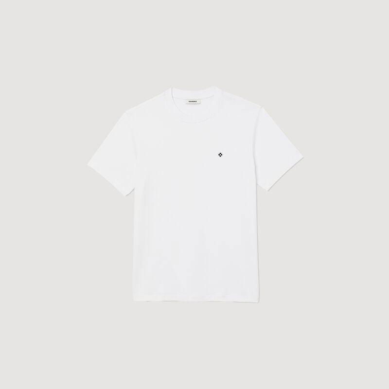 White SANDRO t-shirt with a small embroidered logo.