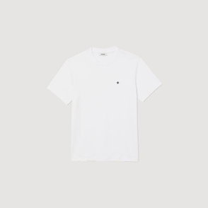 White SANDRO t-shirt with a small embroidered logo.