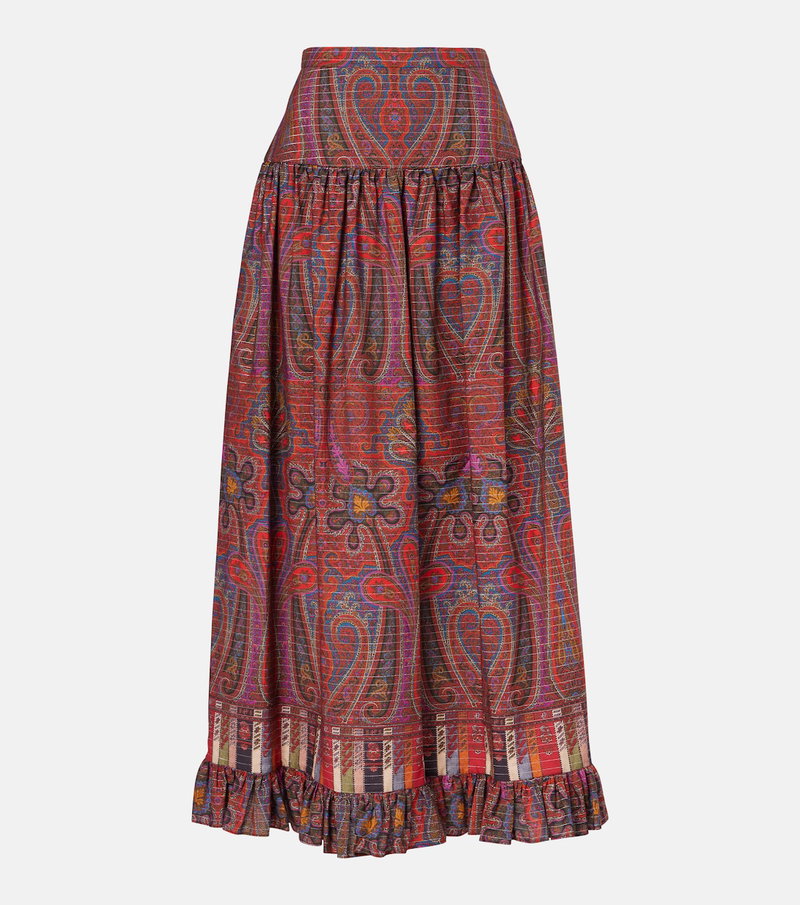 Valentino paisley maxi skirt in red and blue