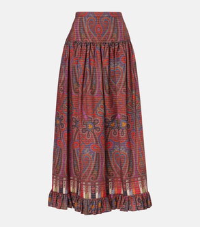 Valentino paisley maxi skirt in red and blue