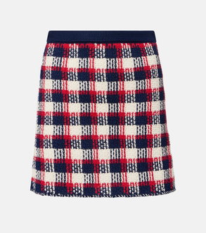 Valentino knit mini skirt, blue and red check pattern