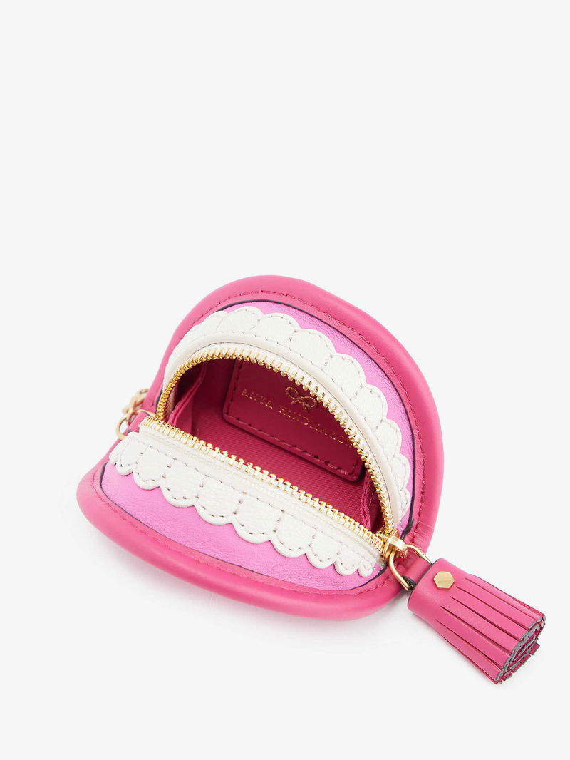 ANYA HINDMARCH Teeth Graphic-Design Faille Pouch in MAGENTA | endource