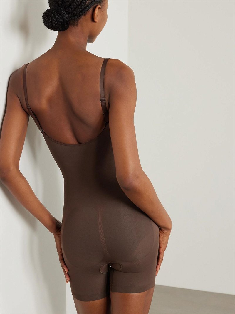 SKIMS Seamless Sculpt Mid Thigh Bodysuit in Brown
