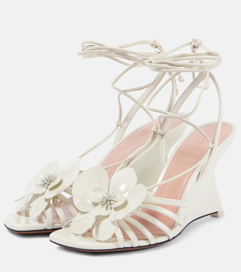 ZIMMERMANN Orchid 85 Leather Wedge Sandals in Blue | Endource