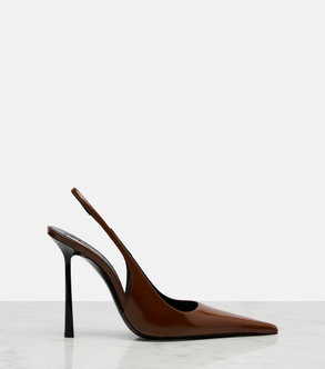 Brown leather sling-back pump, Saint Laurent