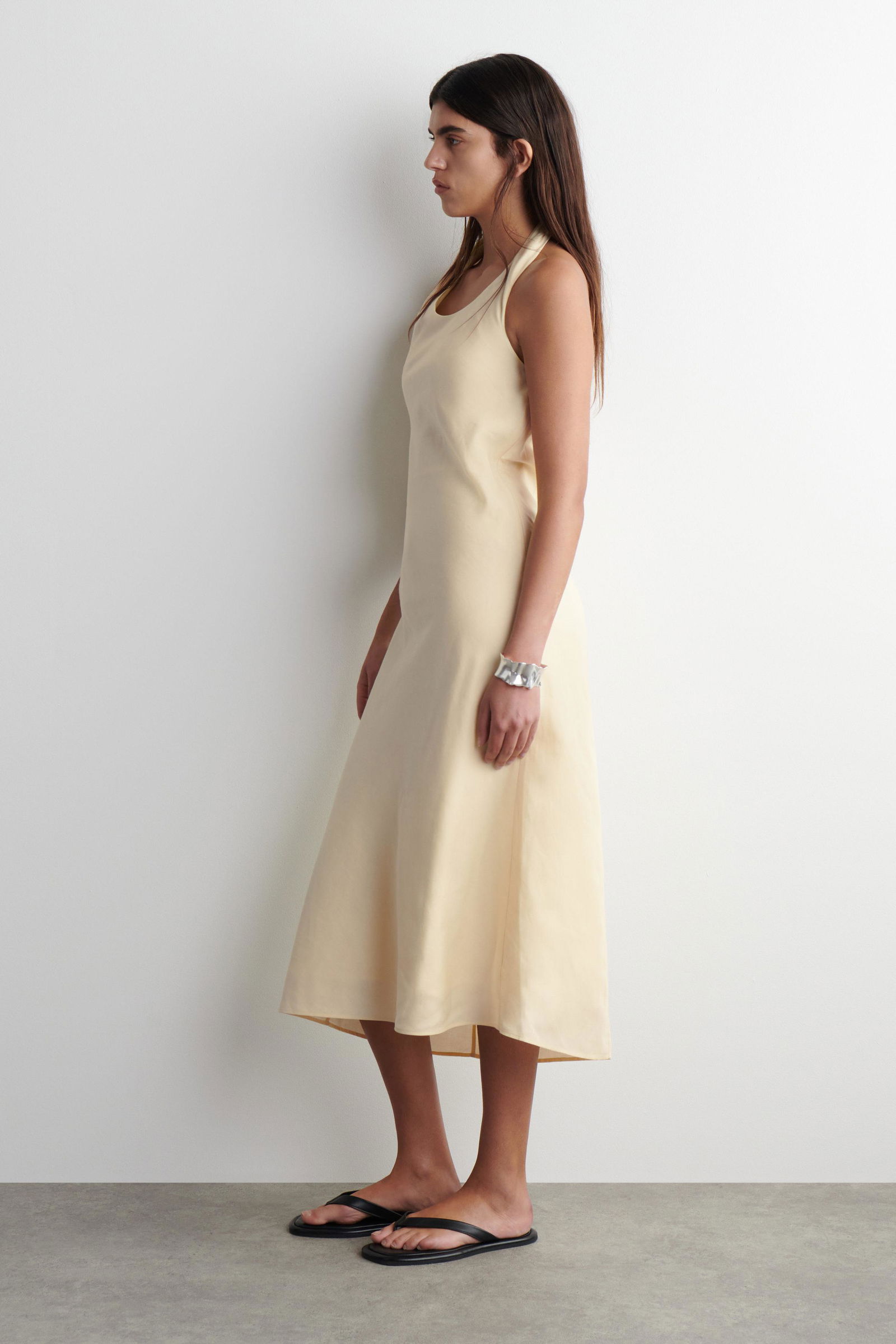 cos silk halterneck midi dress COS Twisted Linen-Blend Halterneck Dress