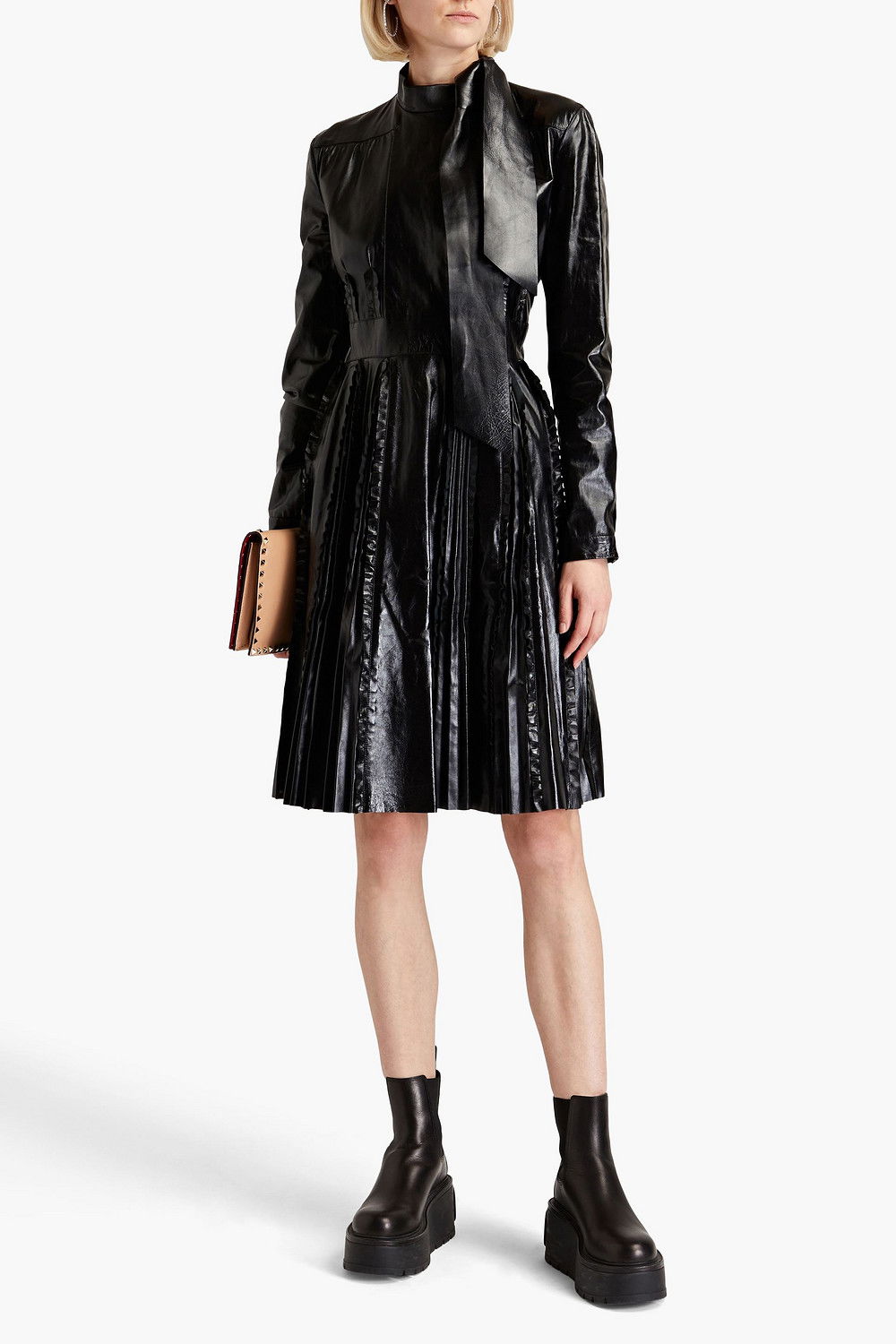 valentino black leather dress Valentino Mini Dress in Nero