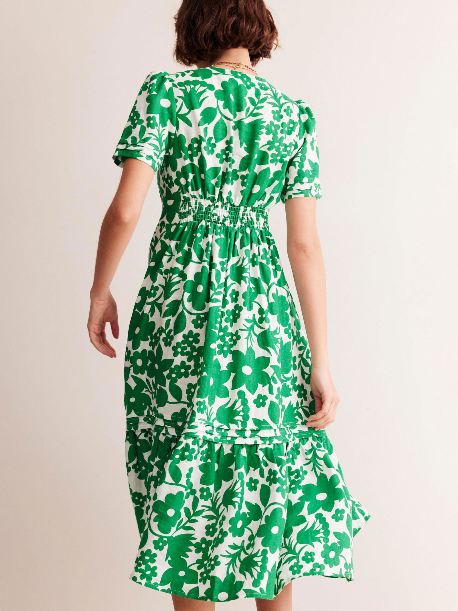 BODEN Eve Tulip Garden Linen Midi Dress | endource