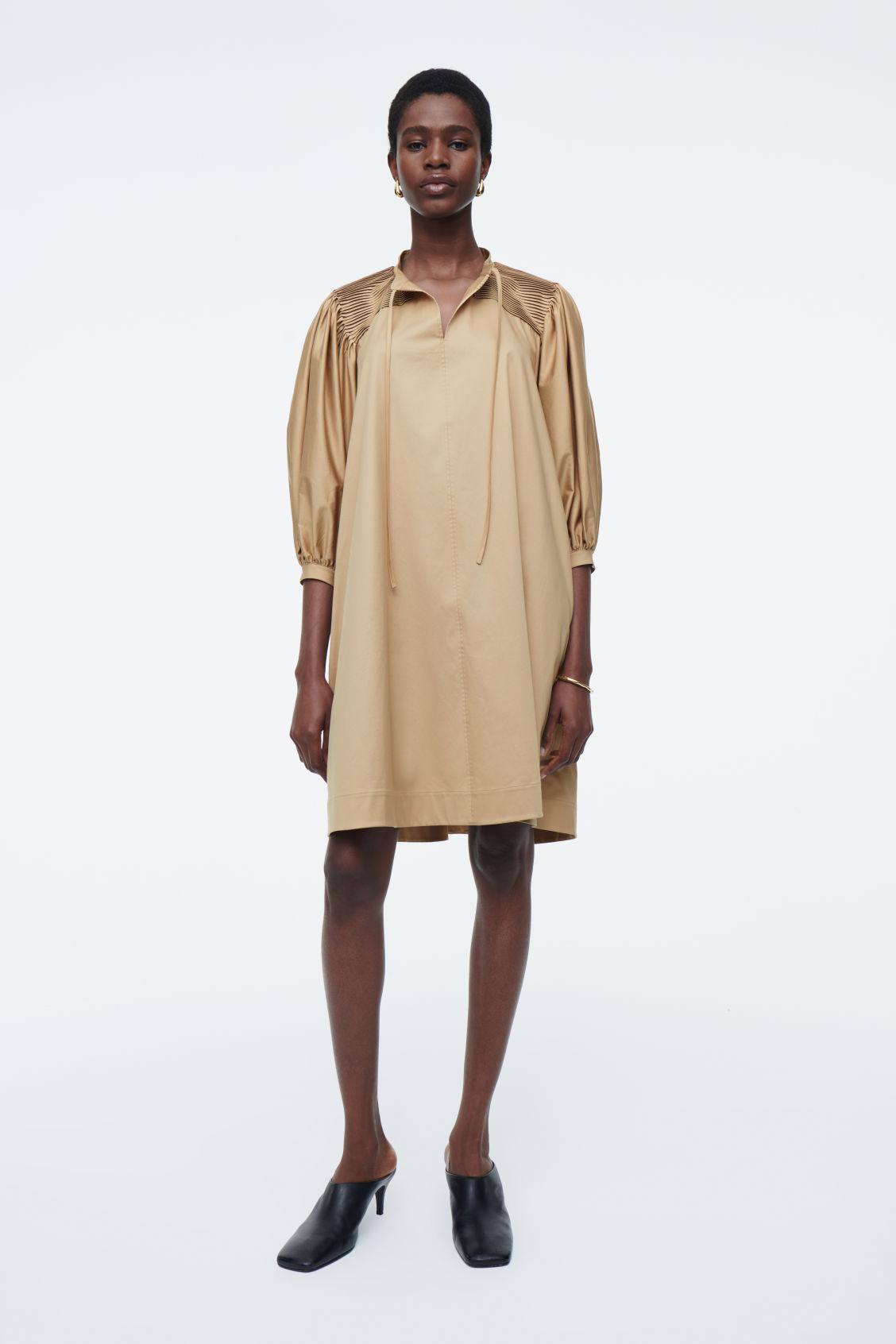 COS Tie-Detail Pleated Mini Dress | endource