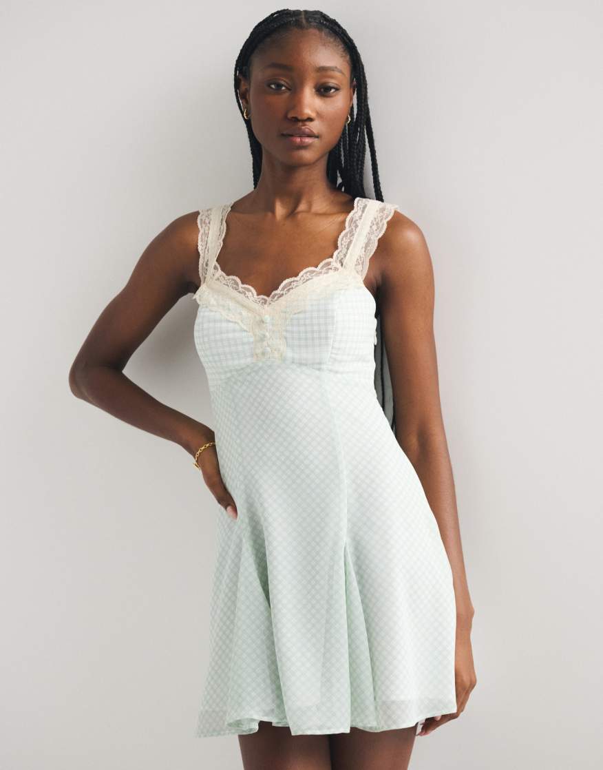 abercrombie white lace dress Women's Embellished Shift Mini blend fabric Abercrombie & Fitch | Dresses