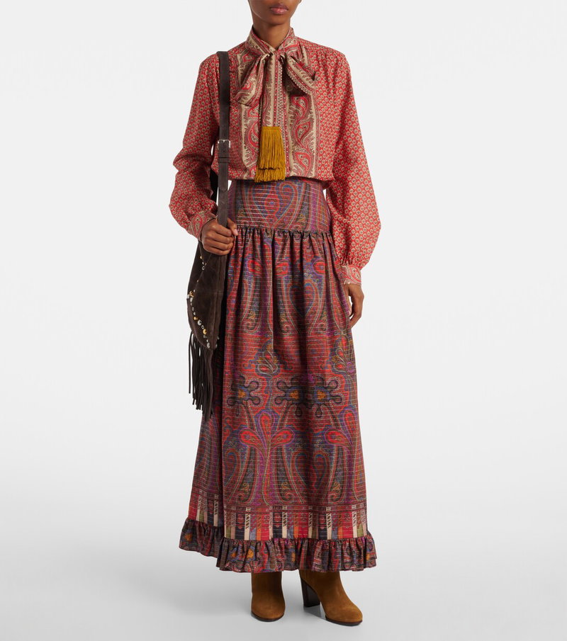 Valentino paisley skirt and blouse ensemble