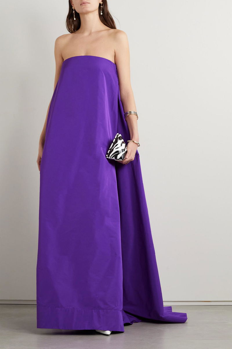 VALENTINO GARAVANI Strapless Draped Cotton-Blend Faille Gown | endource VALENTINO GARAVANI Strapless Draped Cotton-Blend Faille Gown | endource