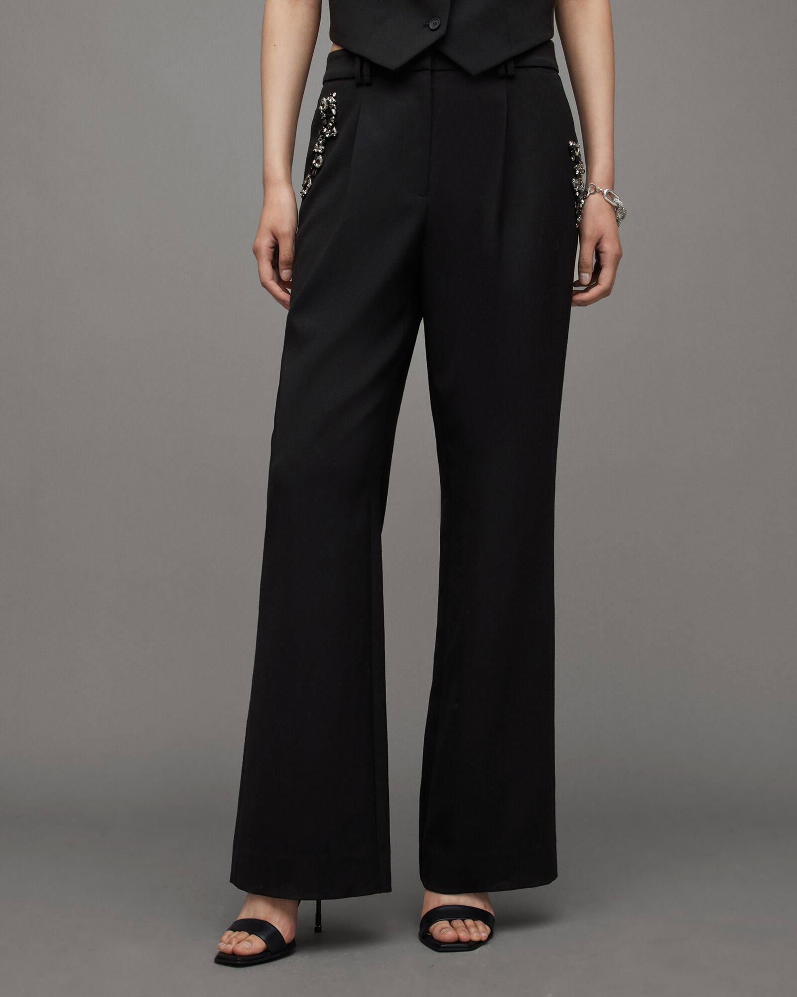 ALLSAINTS Atlas Bead Embellished Trousers in Black | Endource