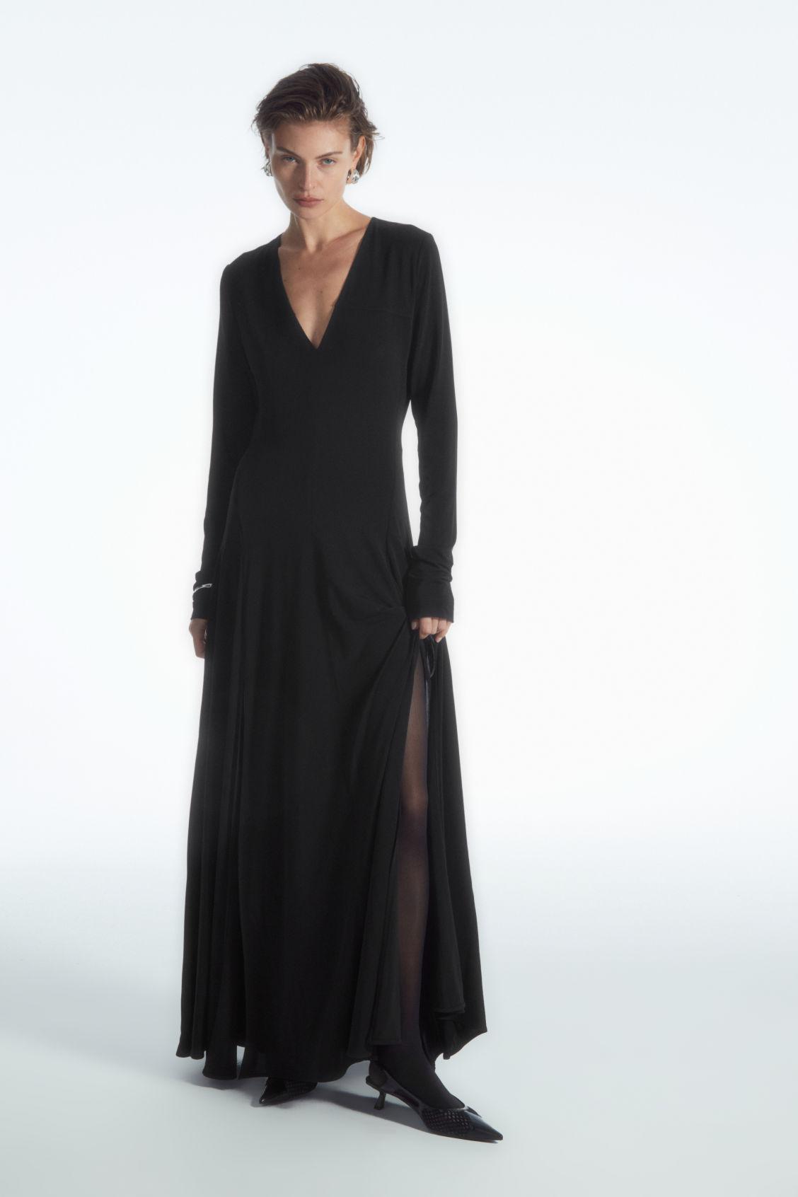 chinese dress ladies COSSEN Plus Size Women Dresses Black X-Large Wedding Guest V-Neck Long  Sleeves Casual Ladies Flowy Swing Cocktail Birthday Party Spring Fall  WinterTravel Beach Long Maxi Dress with Pockets at Amazon Women's Clothing