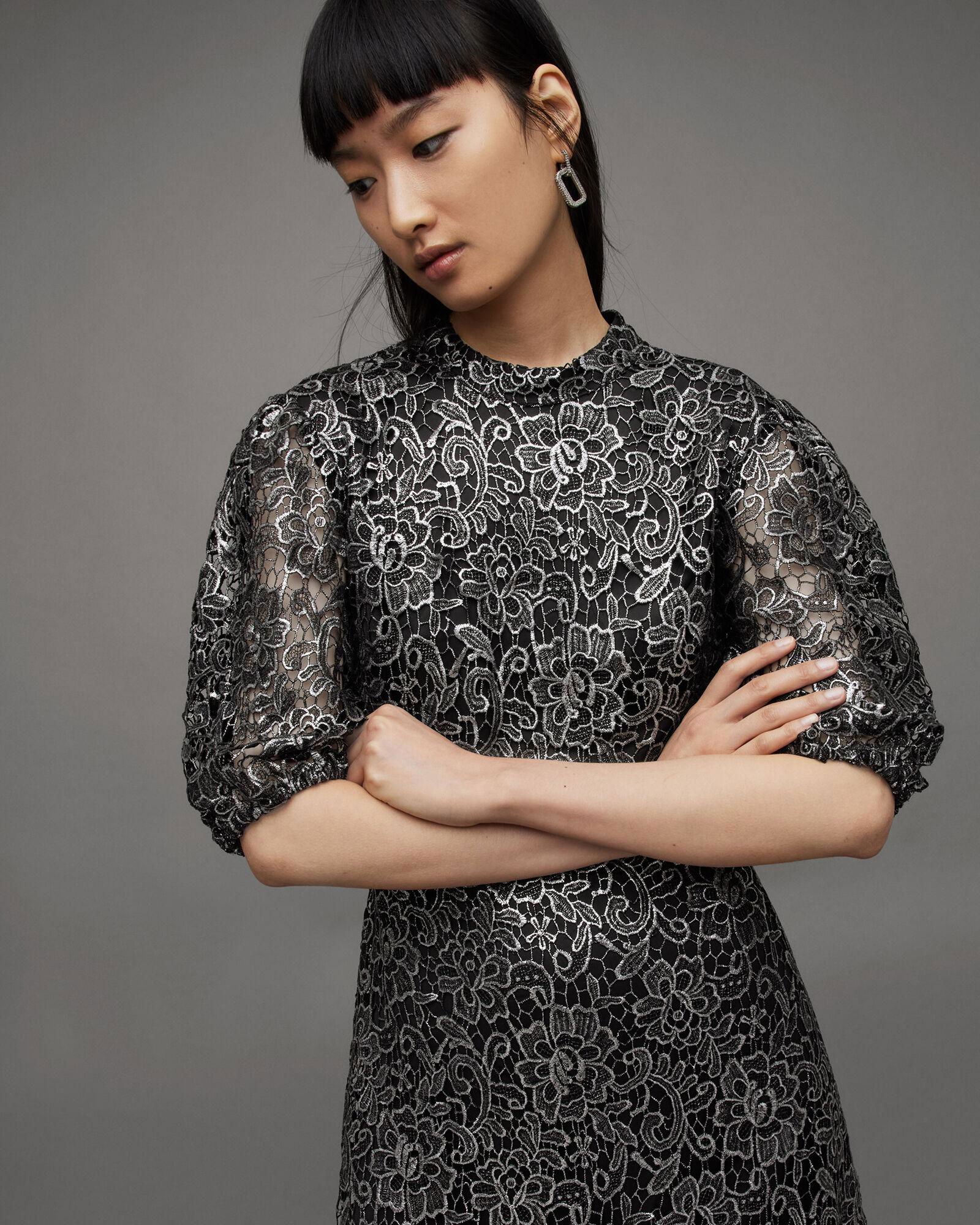 ALLSAINTS Camila Broderie Asymmetric Hem Dress | endource