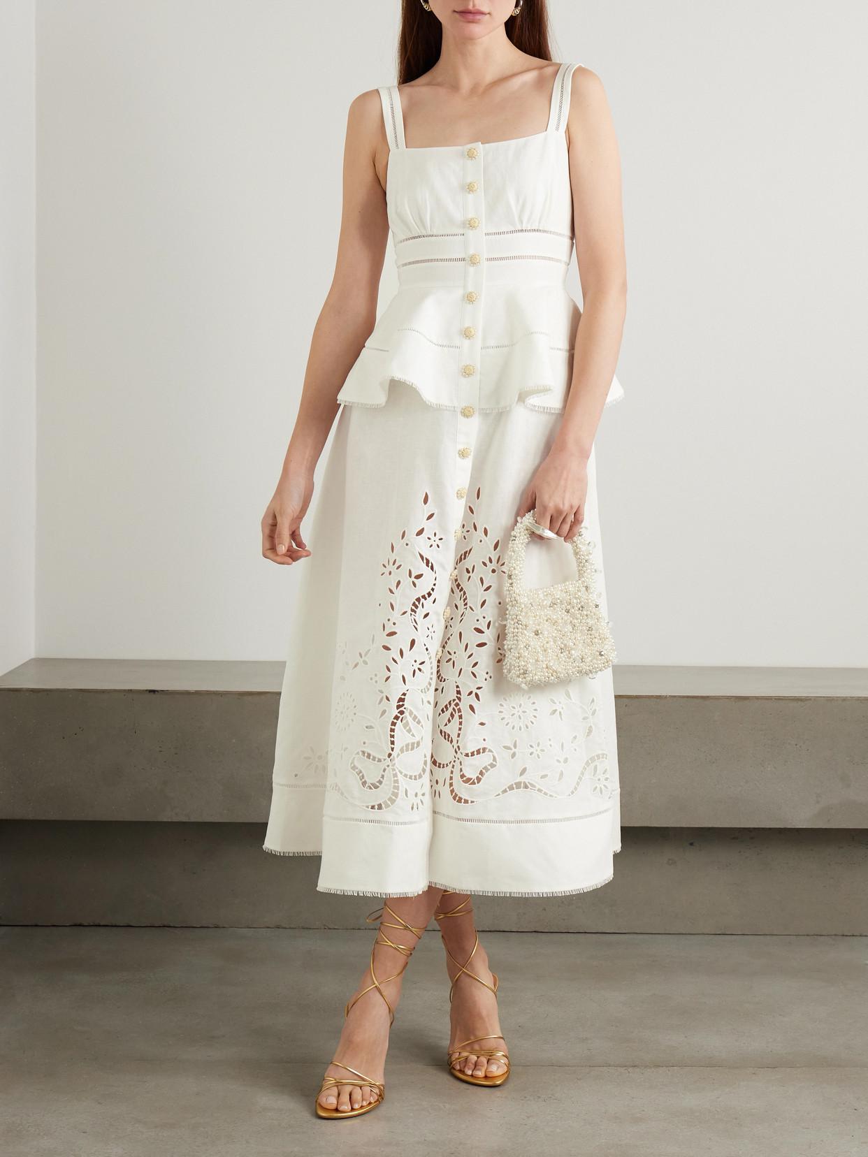 self portrait white cotton broderie midi dress self-portrait - White Cotton Broderie Mini Dress