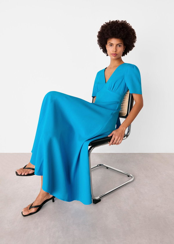 WHISTLES Panel Detail V-Neck Maxi Dress | endource