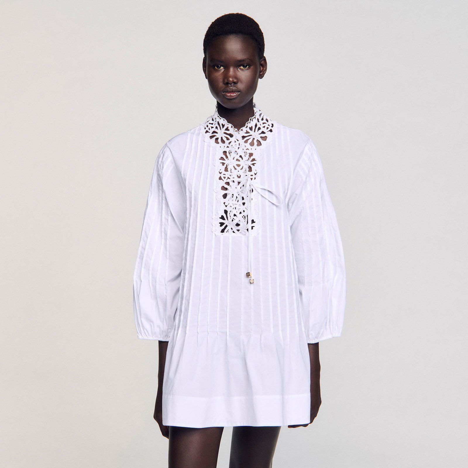 SANDRO Short Dress With Lace Detail | endource