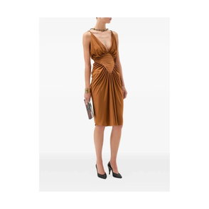 VERSACE `Canvas Logo` Leather Dress- Female- - Party Dresses- Beige- S-  Dresses | endource