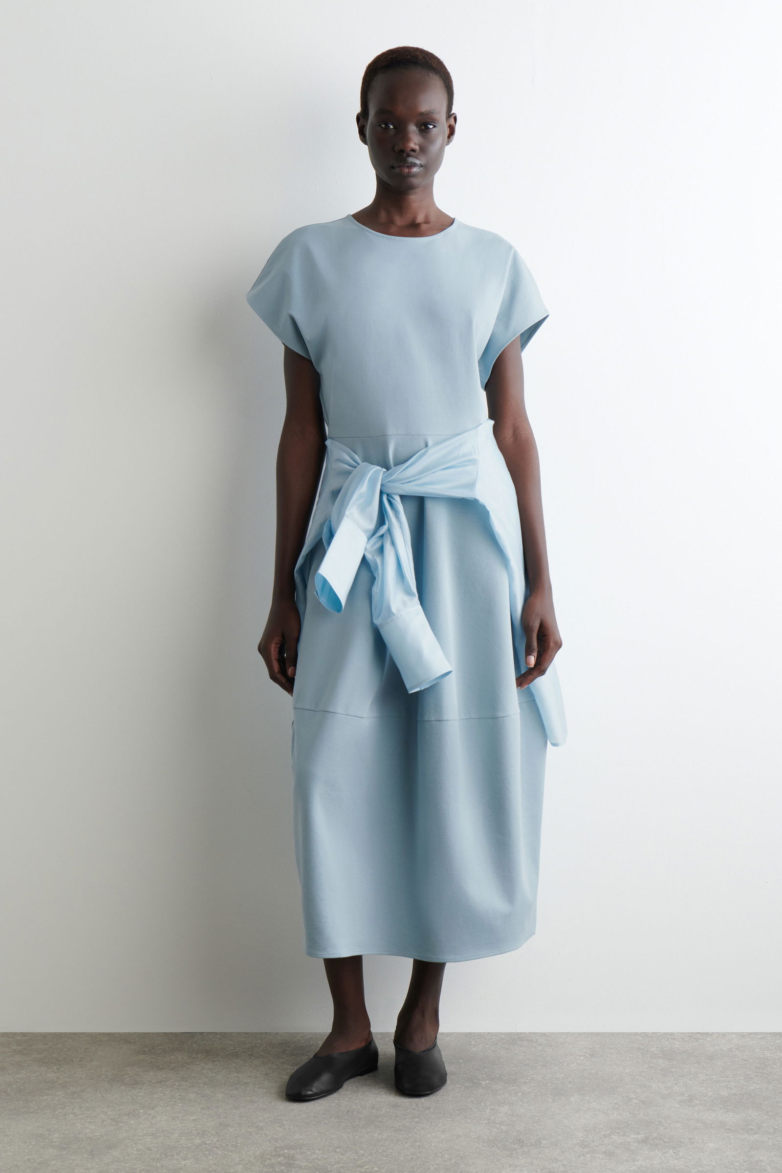 cos light blue dress Sculpted Cotton Midi FALL 26