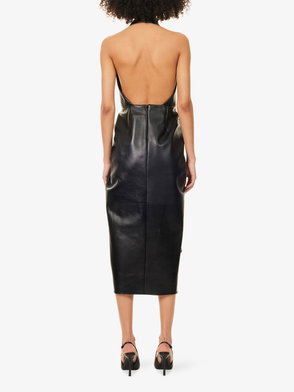 leather jacket with satin dress Faux Leather Corset Midi Dress | Shapewear Bolero Set
