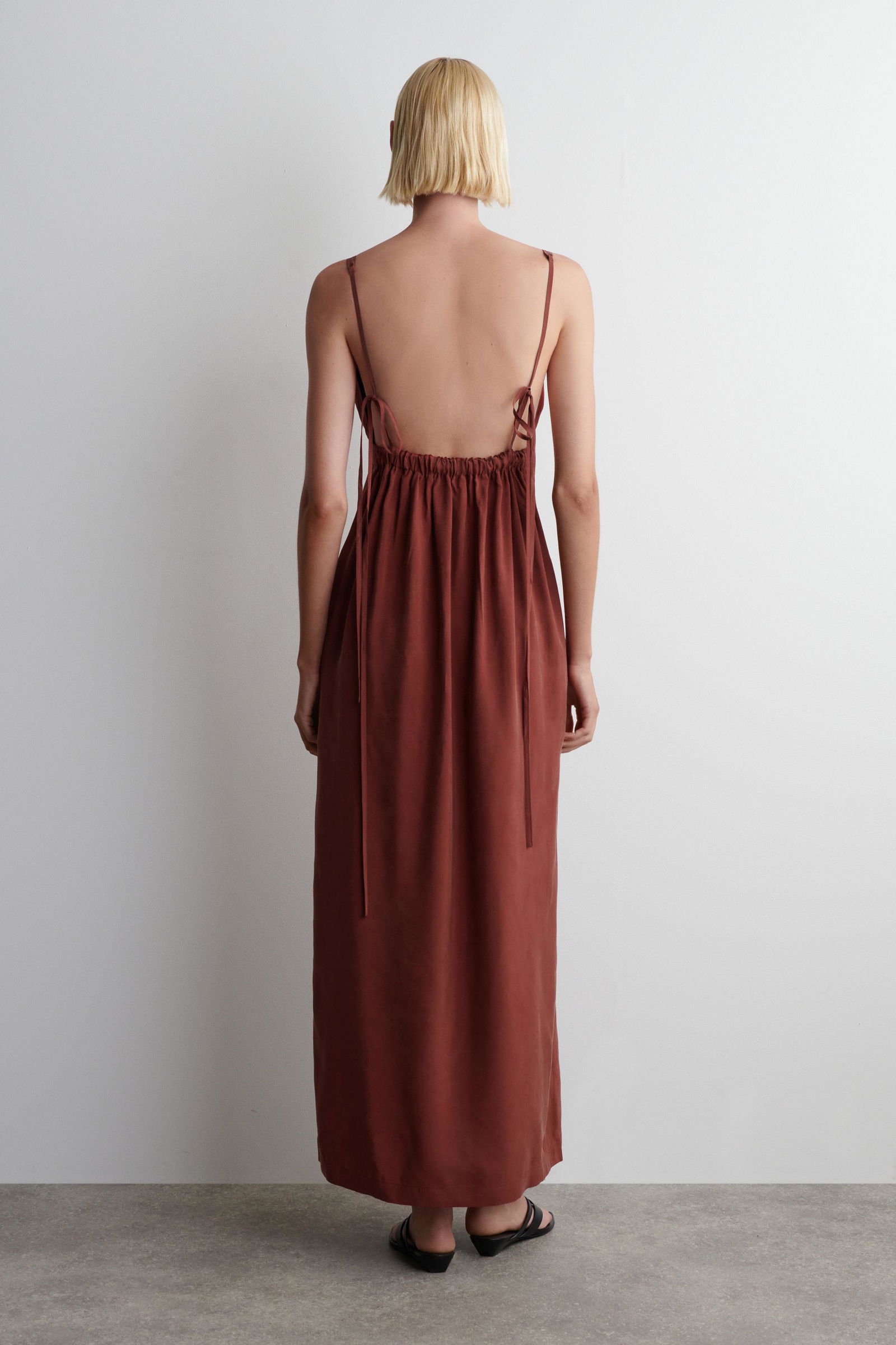 tiered denim maxi dress Judith Long Sleeve Tiered Maxi Dress