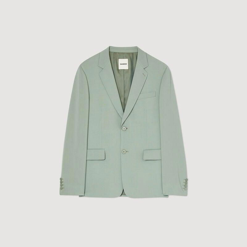 Sage green blazer with notched lapels